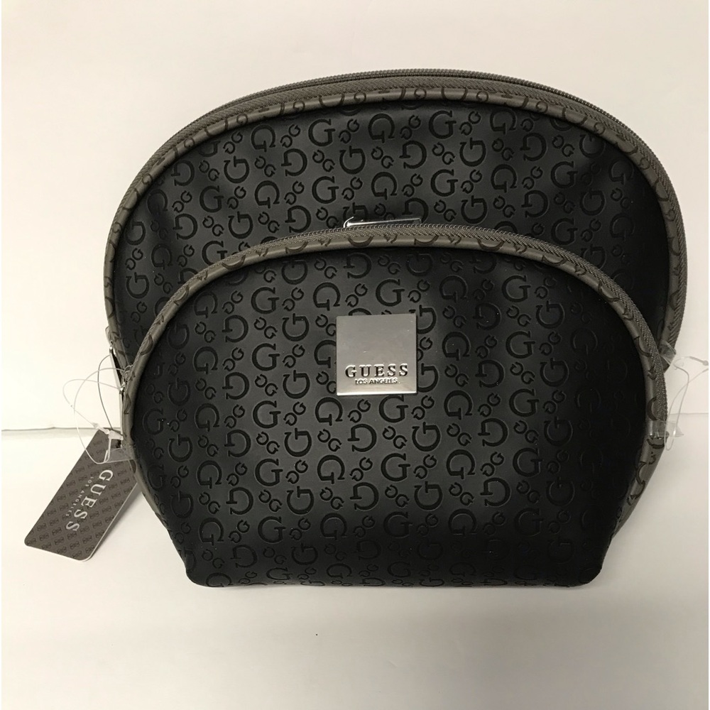 GUESS Embossed Black Cosmetic Bag